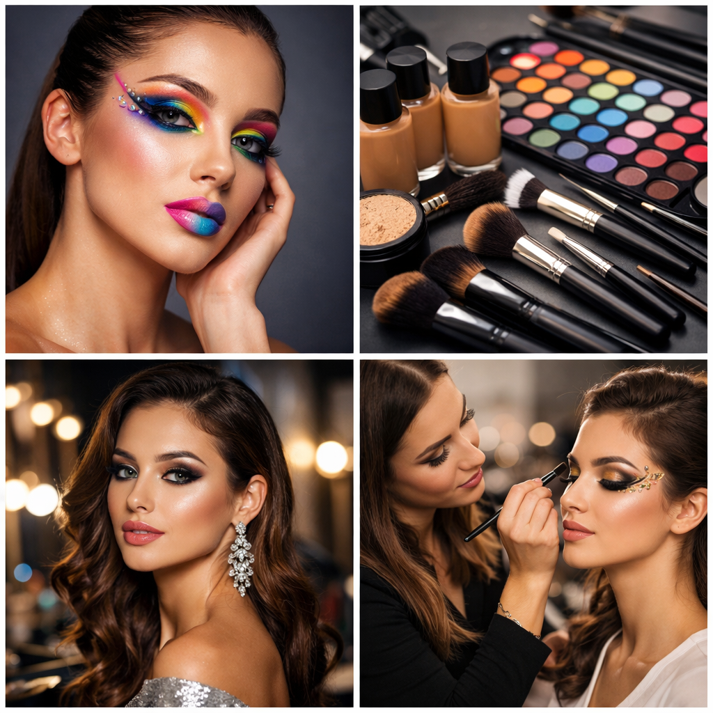 makeup d’artiste professionnel avec couleurs artistiques